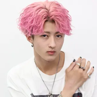 ミディアム カラー パーマ メンズ ハイトーン/メンズマ ッシュ/KYOHEIのヘアスタイル