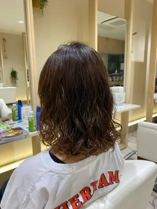 ミディアム カラー パーマ 三代 ゆりあのヘアスタイル