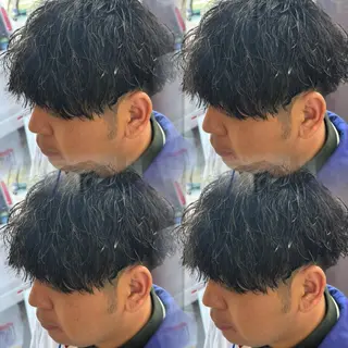 ミディアム メンズ 焼津メンズパーマ特化 大石雄生のヘアスタイル