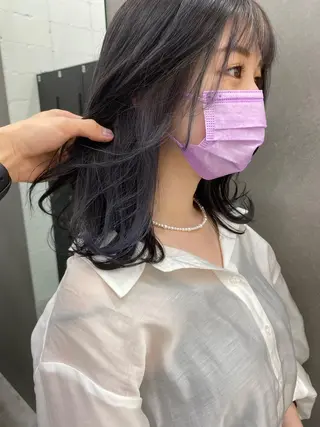 ミディアム カラー パーマ ヘアアレンジ メンズ キッズ ネイル マツエク・マツパ 韓国🇰🇷レイヤー カットオリーブカラーのヘアスタイル