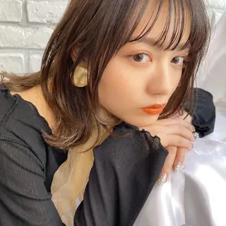 ミディアム カラー ヘアアレンジ 対馬 粘音のヘアスタイル