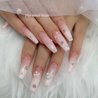 ロング カラー HANA 長さだしのネイルデザイン