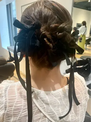 セミロング ヘアアレンジ HIQU ROOM 💫yuka.のヘアスタイル