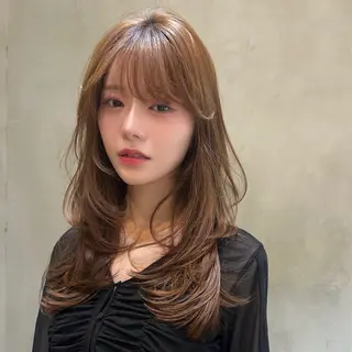 ロング カラー 韓国ヘア/髪質改善/ レイヤー/ブラウンのヘアスタイル