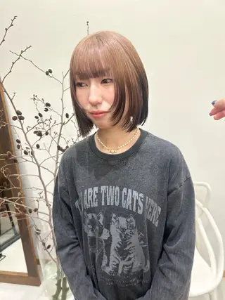 ショート カラー パーマ ヘアアレンジ 髪と音処　マトぺ所属・デザインカラー/ボブ ブリーチカラー/ユリのヘアスタイル
