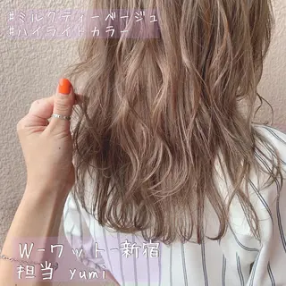セミロング カラー ヘアアレンジ ネイル マツエク・マツパ 新宿駅近♡友達とOK 🦋W -ワット -のヘアスタイル
