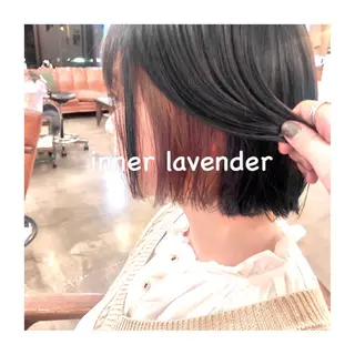 ミディアム カラー パーマ ヘアアレンジ ゆさこのか ダブルカラー／縮毛のヘアスタイル