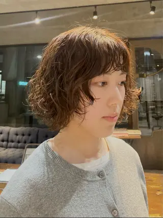 ショート カラー パーマ ヘアアレンジ ✂️ボブ/くびれボブ /艶カラー🌷喜美花のヘアスタイル