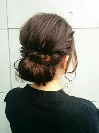 セミロング ロング ヘアアレンジ カラー パーマ 青木 みなのヘアスタイル