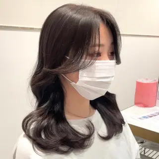 セミロング カラー ヘアアレンジ 🤎小顔レイヤー /ベージュ🤎友香のヘアスタイル
