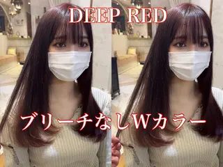 ミディアム カラー ブリーチなしダブル カラー縮毛矯正 下野のヘアスタイル