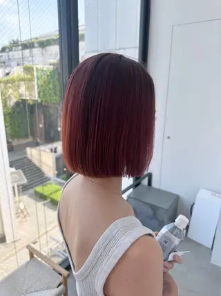 ミディアム カラー ボブ　フレンチボブ/ レイヤー縮毛Yukiのヘアスタイル