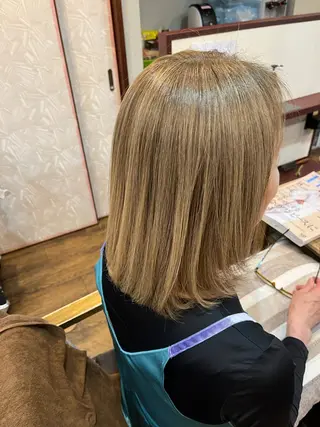 ミディアム カラー パーマ 大人女子&髪改善専門 Nobuフリーランスのヘアスタイル