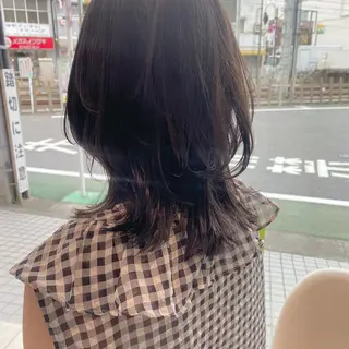 ミディアム カラー ウルフカット ハッシュカット/七海のヘアスタイル