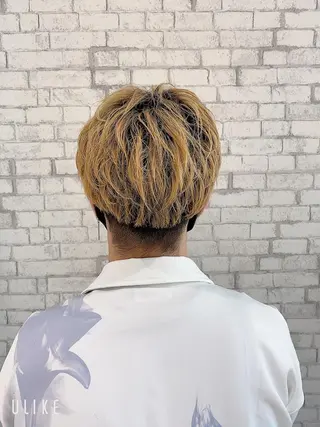 ショート カラー ヘアアレンジ メンズ ブリーチなし艶カラー 東家のヘアスタイル