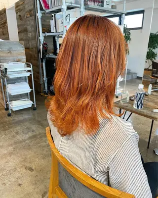 セミロング カラー ハイトーン/レイヤー /ケアブリーチ石川治のヘアスタイル