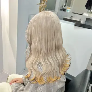 セミロング カラー ブリーチ&エクステ 🥀ケアカラー特化のヘアスタイル