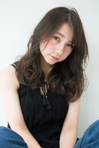 ミディアム セミロング ロング カラー パーマ 内藤 達也のヘアスタイル