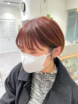 カラー 矯正パーマ、ベージュ ボブカット🫧のヘアスタイル