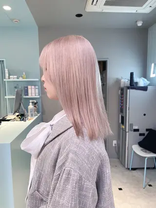 ミディアム ブリーチ✖️ 縮毛LANDのヘアスタイル
