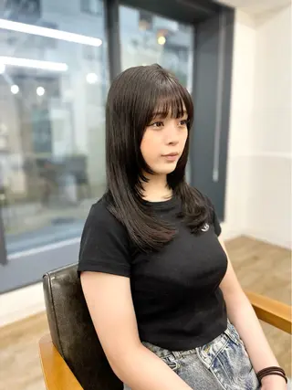セミロング カラー パーマ ヘアアレンジ メンズ キッズ 骨格レイヤーカット 🌿美髪縮毛矯正のヘアスタイル