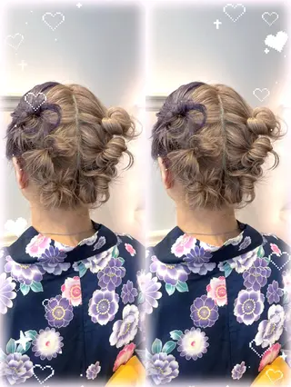 ミディアム ヘアアレンジ 縮毛矯正/Wカラー /アレンジ🌙あまにのヘアスタイル