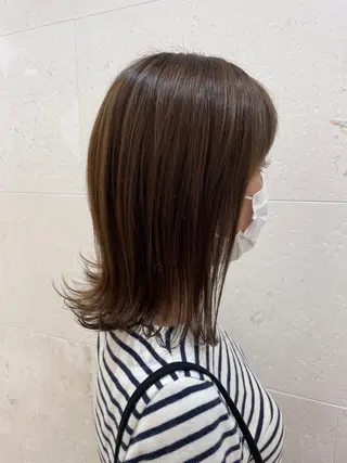 セミロング カラー 斉藤 貴也のヘアスタイル