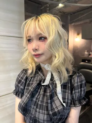 ミディアム カラー ヘアアレンジ 🌱巴結生🌿大宮 ☁️ミルクティーのヘアスタイル