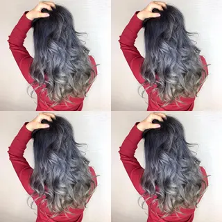 ロング カラー 韓国レイヤーカット/ ダブルカラーのヘアスタイル