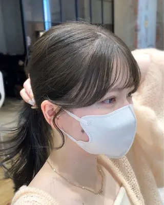 ミディアム カラー 顔まわりカット🌟 くびれヘア/寺門遥輝のヘアスタイル