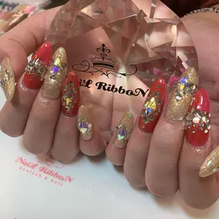 ネイル ネイルリボン 受付スタッフのネイルデザイン