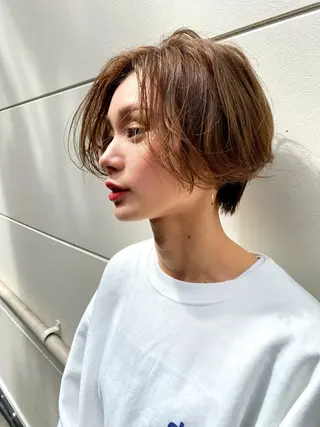 ショート パーマ 💜髪質改善/ 艶カラー/ミナ🩷のヘアスタイル