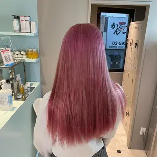 セミロング ブリーチ✖️ 縮毛LANDのヘアスタイル