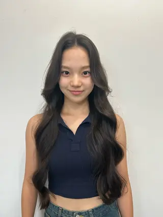 ロング カラー 心斎橋l大人韓国ヘア レイヤー×艶カラーのヘアスタイル