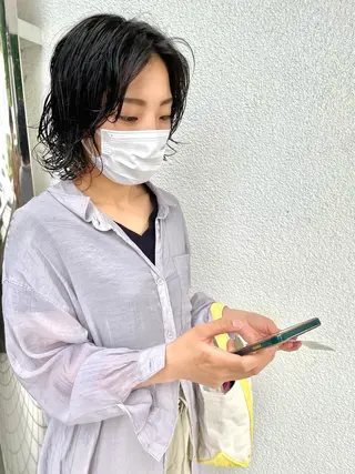 ミディアム パーマ 田口 武英のヘアスタイル