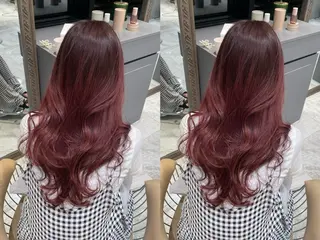 カラー ゆらんちょ/ブリーチ 無w/縮毛矯正/暖色のヘアスタイル