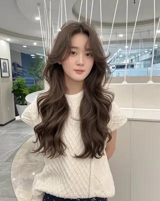 カラー 韓国風レイヤーカラー ライムのヘアスタイル