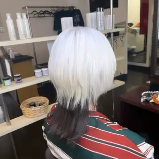 ショート カラー 編み込みエクステ/ ハイトーン りょすけのヘアスタイル