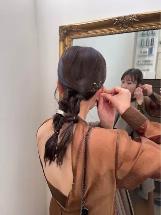 セミロング ヘアアレンジ 赤み消しカラー 🩵かりんのヘアスタイル
