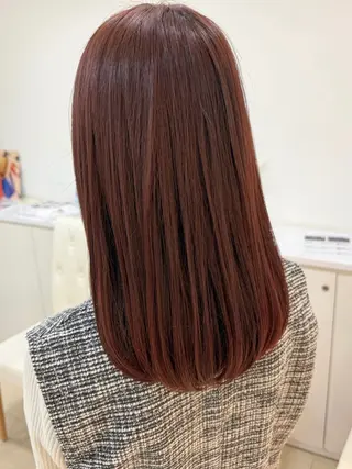 セミロング カラー 髪質改善縮毛矯正 💎TOMOのヘアスタイル