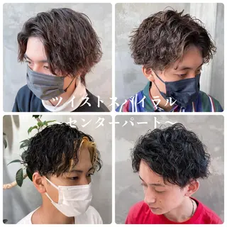 ショート カラー パーマ メンズ 波巻きスパイラルパー マ/シャドウパーマ駿のヘアスタイル
