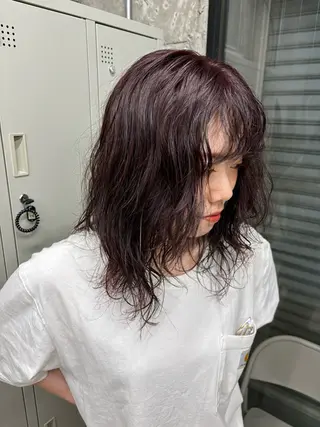 セミロング カラー パーマ 艶カラー／ナチュラル スタイル/Ayukaのヘアスタイル