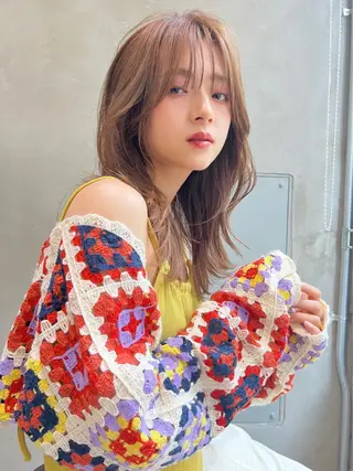 ミディアム ダブルカラー🤍 髪質改善／原島のヘアスタイル