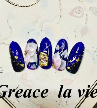 ロング カラー パーマ ヘアアレンジ キッズ ネイル マツエク・マツパ Greace la vie所属・Greace  la vieのネイルデザイン