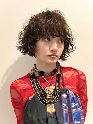 ショート カラー パーマ 川合 慶輔のヘアスタイル