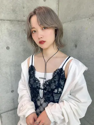 ミディアム カラー 福岡縮毛矯正✨️ ストレート 向井和輝のヘアスタイル