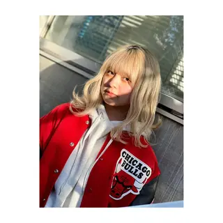ミディアム カラー ヘアアレンジ 二ヶ月綺麗なデザイン カット/星野六三四のヘアスタイル