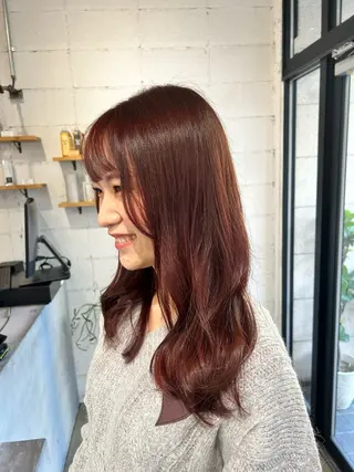 セミロング カラー 1回で綺麗になる 髪質改善 小山光のヘアスタイル