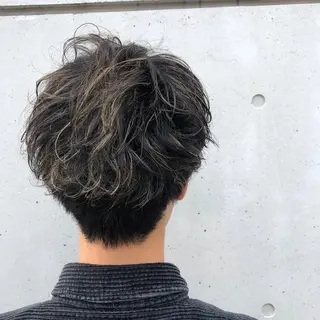ショート カラー パーマ メンズ ニュアンスパーマ/ レイヤー/茶屋町のヘアスタイル
