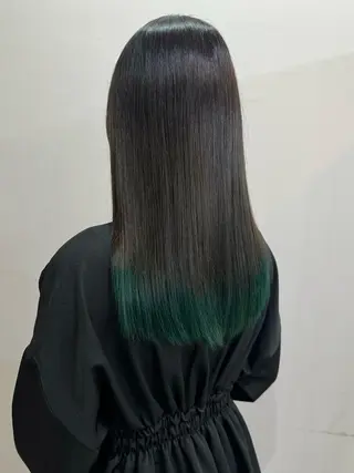 ロング カラー 切りっぱなしボブ/ ブリーチカラー/大塚のヘアスタイル